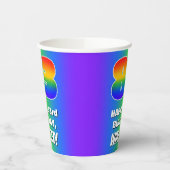 83e verjaardag: kleurrijk, vun regenboogpatroon # papieren bekers (Links)