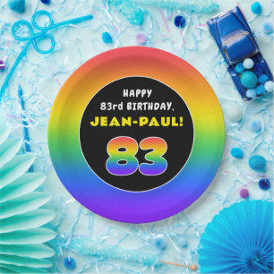 83e verjaardag: kleurrijke regenboog # 83, Naam va Papieren Bordje
