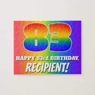 83e verjaardag — Meerkleurig regenboogpatroon "83" Legpuzzel