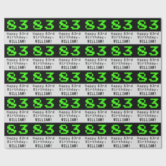 83e verjaardag - Nerdy / Geeky Style "83" en naam Cadeaupapier (Vlak)