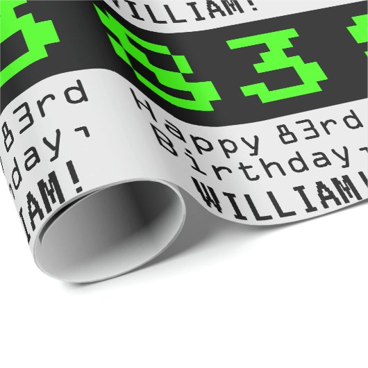 83e verjaardag - Nerdy / Geeky Style "83" en naam Cadeaupapier (Rol Hoek)