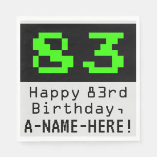 83e verjaardag - Nerdy / Geeky Style "83" & naam Servet