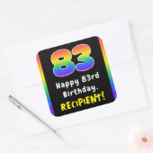 83e verjaardag: Regenboogspectrum # 83, Aangepaste Vierkante Sticker (Envelop)