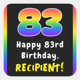 83e verjaardag: Regenboogspectrum # 83, Aangepaste Vierkante Sticker