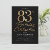 83e verjaardagsfeestje Zwart & Goud Kaart (Staand voorkant)