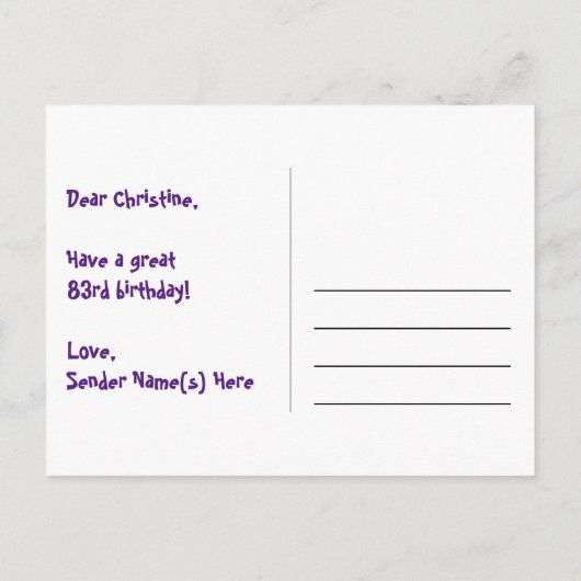 83ste verjaardag - Leuk vuurwerkpatroon + Regenboo Briefkaart (Achterkant)