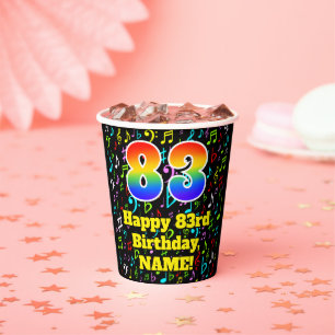 83ste Verjaardag: Plezier Muzieknoten, Regenboog 8 Papieren Bekers