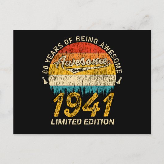 84 Jaar Oud 1941 Retro Geweldig 84e Verjaardagscad Briefkaart (Voorkant)