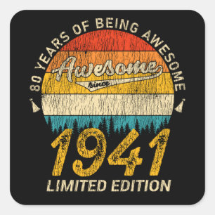 84 jaar oud 1941 Retro Geweldige 84e verjaardagsca Vierkante Sticker