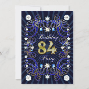 84e anniversaire invitation avec une foule de bijo