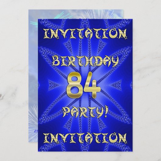 84e invitation de fête d'anniversaire (Devant / Derrière)
