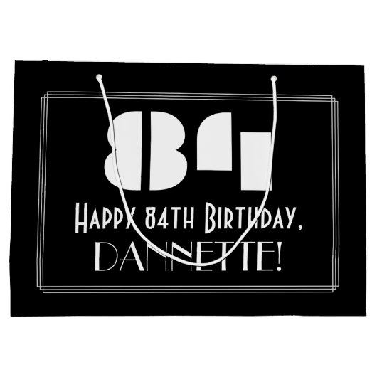 84e verjaardag ~ Art Deco geïnspireerde look "84" Groot Cadeauzakje (Achterkant)