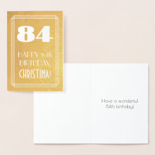 84e verjaardag ~ Art Deco Style "84" en aangepaste Folie Kaarten