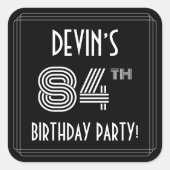 84e verjaardag: Art Deco Style en aangepaste naam Vierkante Sticker (Voorkant)