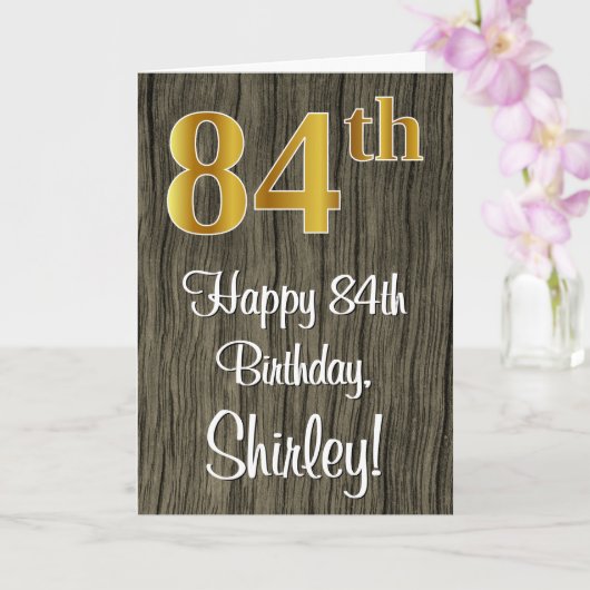 84e verjaardag: Elegant Faux Gold Look #, Faux Woo Kaart (Orchidee)