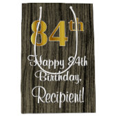 84e verjaardag: Elegant Faux Gold Look #, Faux Woo Medium Cadeauzakje (Voorkant)