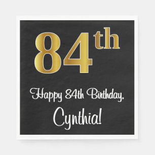 84e verjaardag ~ Elegant Luxe Faux Gold Look # Servet