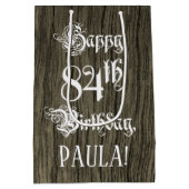 84e verjaardag: Fancy, Faux Wood Kijk + Aangepaste Medium Cadeauzakje (Achterkant)