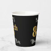 84e verjaardag — Fancy script, Faux Gold look Papieren Bekers (Links)