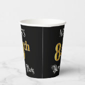 84e verjaardag — Fancy script, Faux Gold look Papieren Bekers (Rechts)