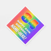 84e verjaardag: kleurrijk, vun regenboogpatroon #  servet (Hoek)