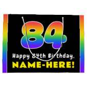 84e verjaardag: kleurrijke regenboog # 84, aangepa groot cadeauzakje (Achterkant)