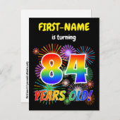 84e verjaardag - Leuk vuurwerk, Rainbow Look "84" Briefkaart (Voorkant / Achterkant)