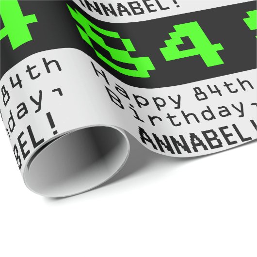 84e verjaardag - Nerdy / Geeky stijl "84" en naam Cadeaupapier (Rol Hoek)