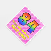 84e verjaardag: roze strepen & harten, regenboog # servet (Hoek)