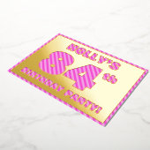 84e verjaardag — Vet, vuurtje, roze band # 84 Folie Uitnodiging (Gedraaid)