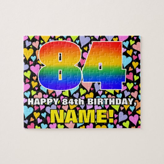84e verjaardag — Vun, liefhebbende hartvormen + "8 Legpuzzel (Horizontaal)