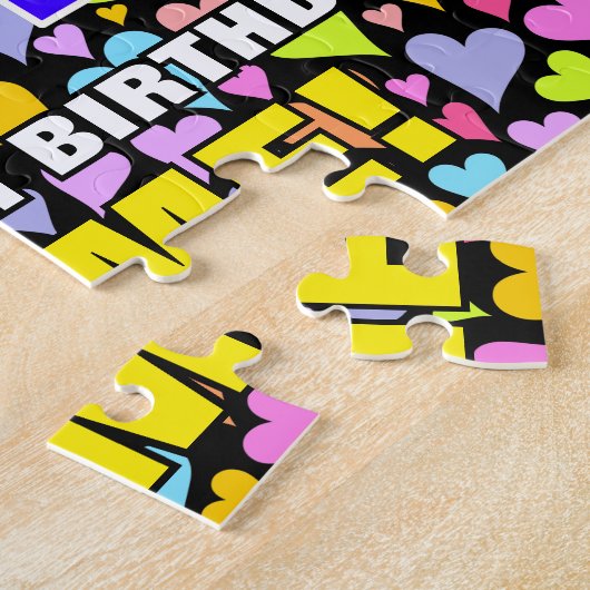 84e verjaardag — Vun, liefhebbende hartvormen + "8 Legpuzzel (Zijkant)