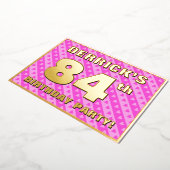 84e verjaardag — vuurroze harten en strips folie uitnodiging (Gedraaid)