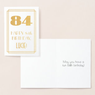 84ste verjaardag: Art Deco Geïnspireerde look "84" Folie Kaarten