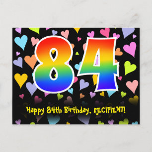 84ste verjaardag: Fun Hearts-patroon, Regenboog 84 Briefkaart