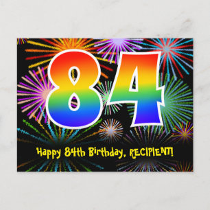 84ste verjaardag – Leuke vuurwerkpatroon + Regenbo Briefkaart