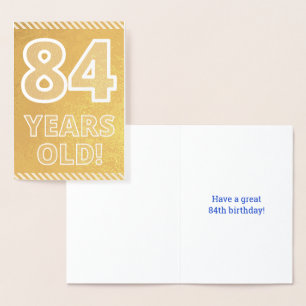 84ste verjaardag: Vet "84 JAAR OUD!" Gold Foil Kaa Folie Kaarten