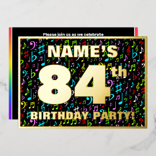 84ste Verjaardagsfeest — Leuke, Kleurrijke Muzieks Folie Uitnodiging