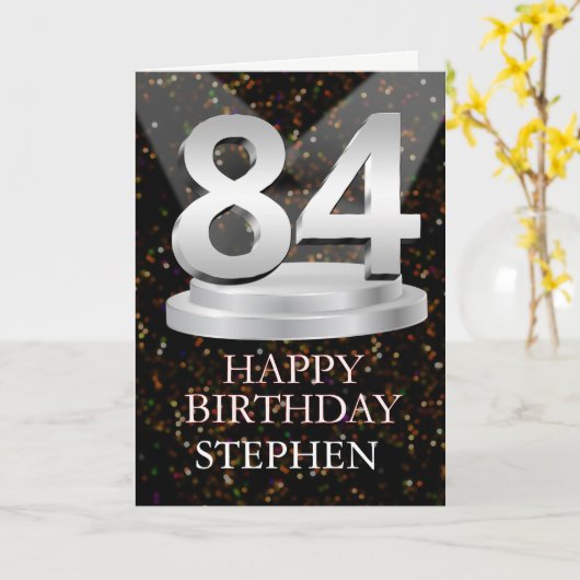 84th Birthday Spotlights Ajouter une carte de nom (Fleur jaune)