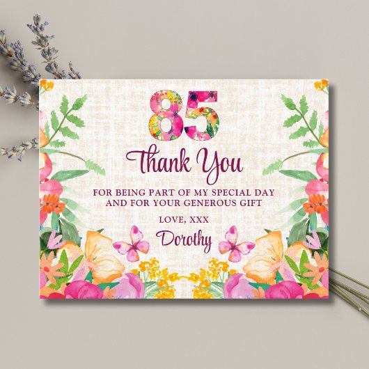 85 Jaar Bloemen Bloemlinnen 85ste Verjaardag Bedan Briefkaart