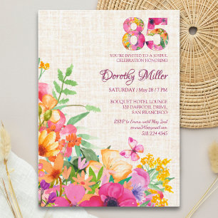85 Jaar Bloemen Bloemstuk Linnen 85ste Verjaardag Kaart