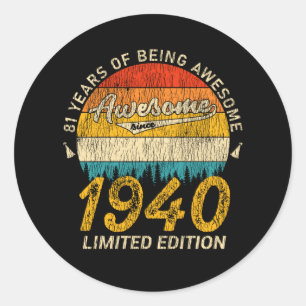 85 jaar oud 1940 Retro Geweldige 85ste verjaardags Ronde Sticker