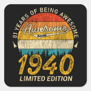 85 jaar oud 1940 Retro Geweldige 85ste verjaardags Vierkante Sticker