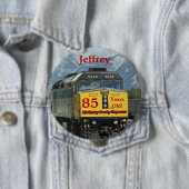 85 jaar oud, Rail Train Birthday Button Pin (In situ)
