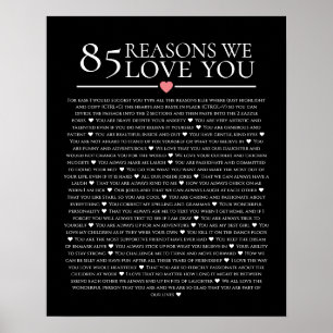 85 redenen waarom we van je 80ste verjaardag 40e h poster