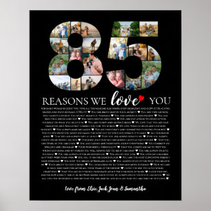 85 redenen waarom we van je houden verjaardag foto poster
