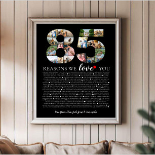 85 redenen waarom we van je houden verjaardag foto poster