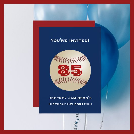 85e anniversaire de la fête Invitation Baseball