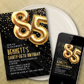 85e anniversaire Gold Black Invitation