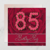85e anniversaire invitation à la fête avec roses (Devant / Derrière)